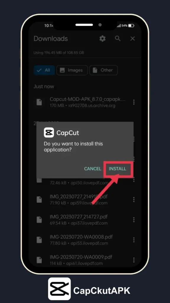 Install the CapCut MOD Apk